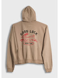 Good Luck Zip Hoodie Tan
