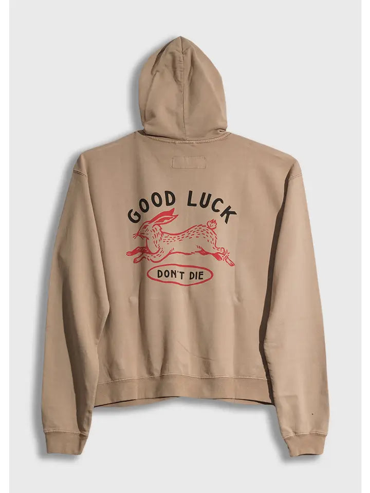 Good Luck Zip Hoodie Tan