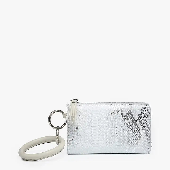 Liv Snake Bangle Wristlet White/Silver