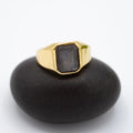 Brass Faceted Labradorite Signet Ring