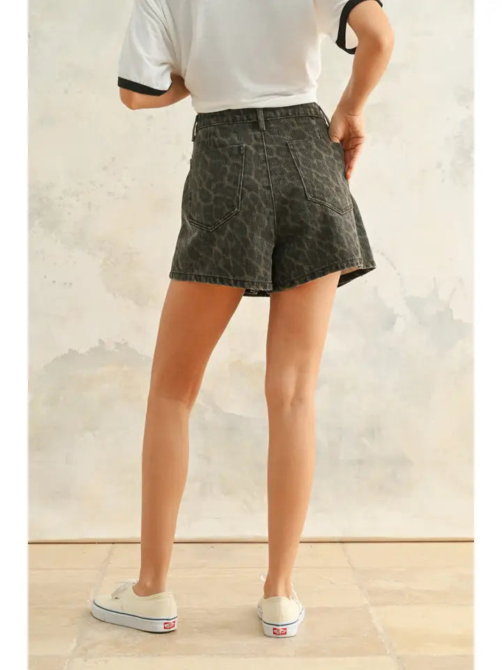 Leopard Denim Skort