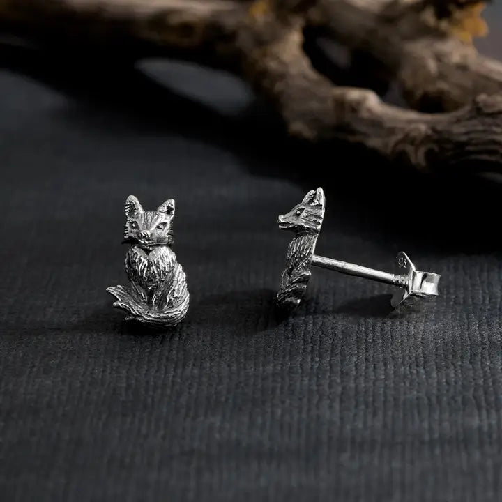 Tiny Fox Post Earrings Sterling