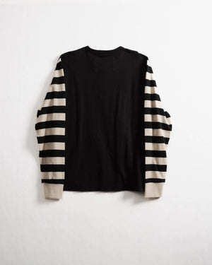 Moto Henley Shirt Black and White