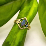 Mystic Labradorite Ring Brass