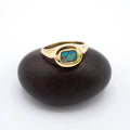 Turquoise Signet Ring Brass