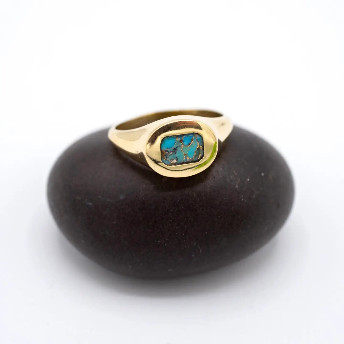 Turquoise Signet Ring Brass