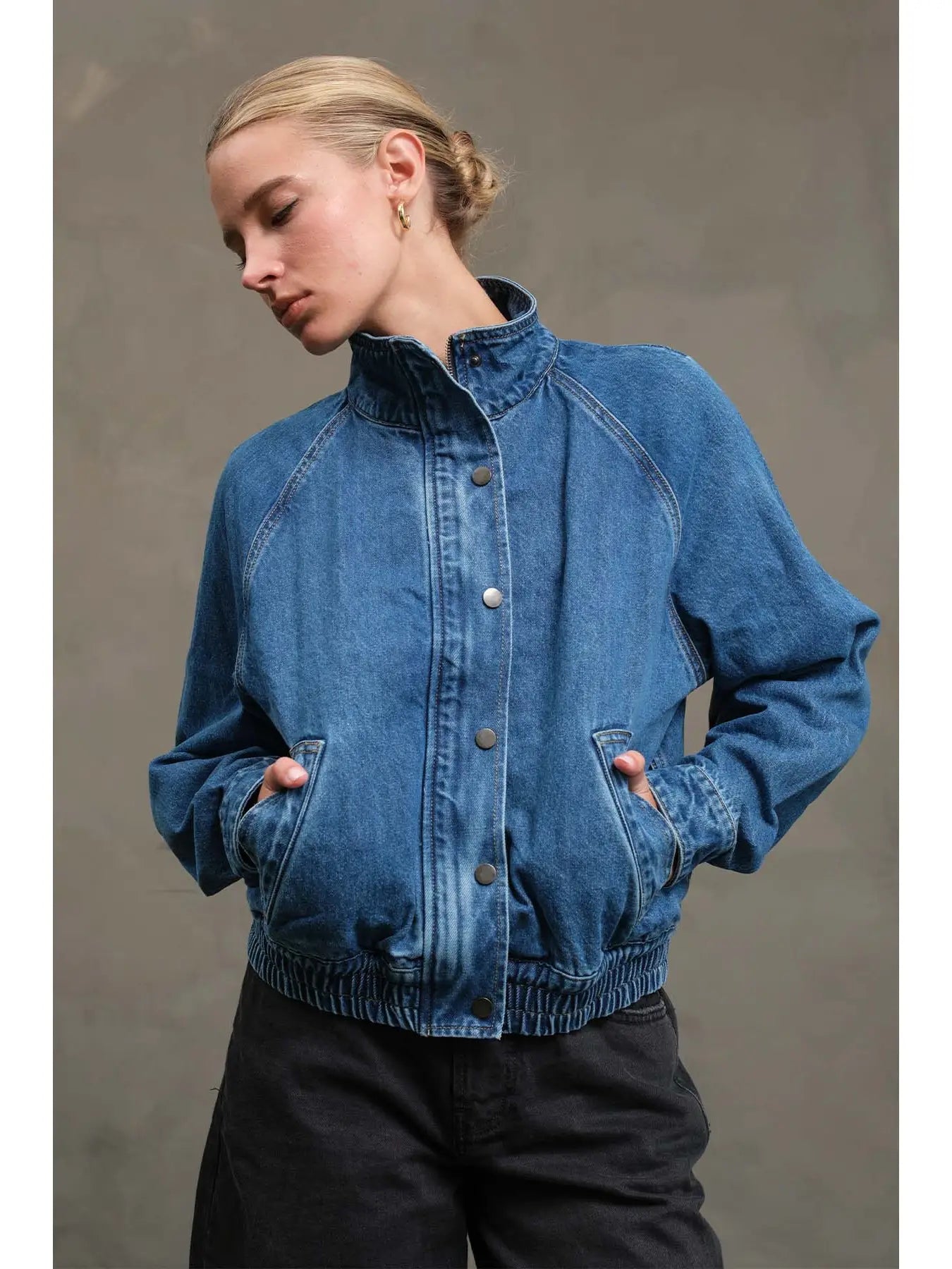 Washed Denim Bomber
