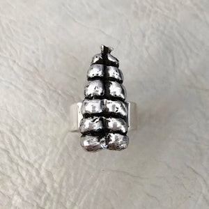 Snake Rattle Silver Ring Size 11