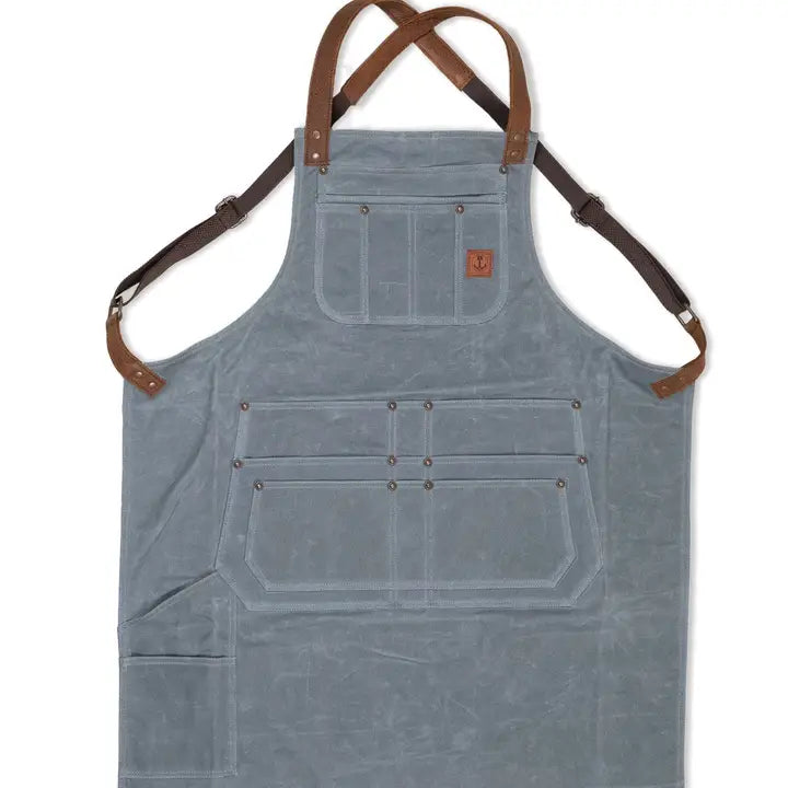 Waxed Canvas Shop Apron Slate Blue