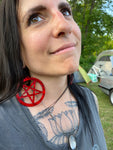 Pentagram Earrings Red