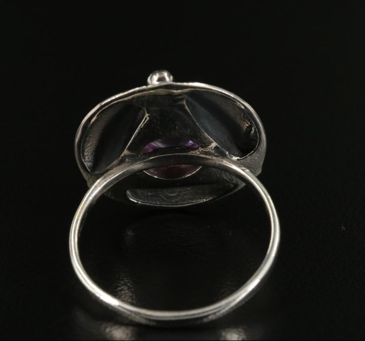 Vintage Sterling Amethyst Shadow Box Ring Size 10