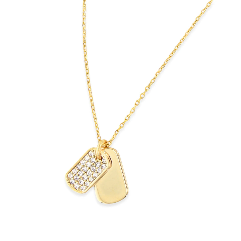 Dainty Dog Tag Necklace Gold