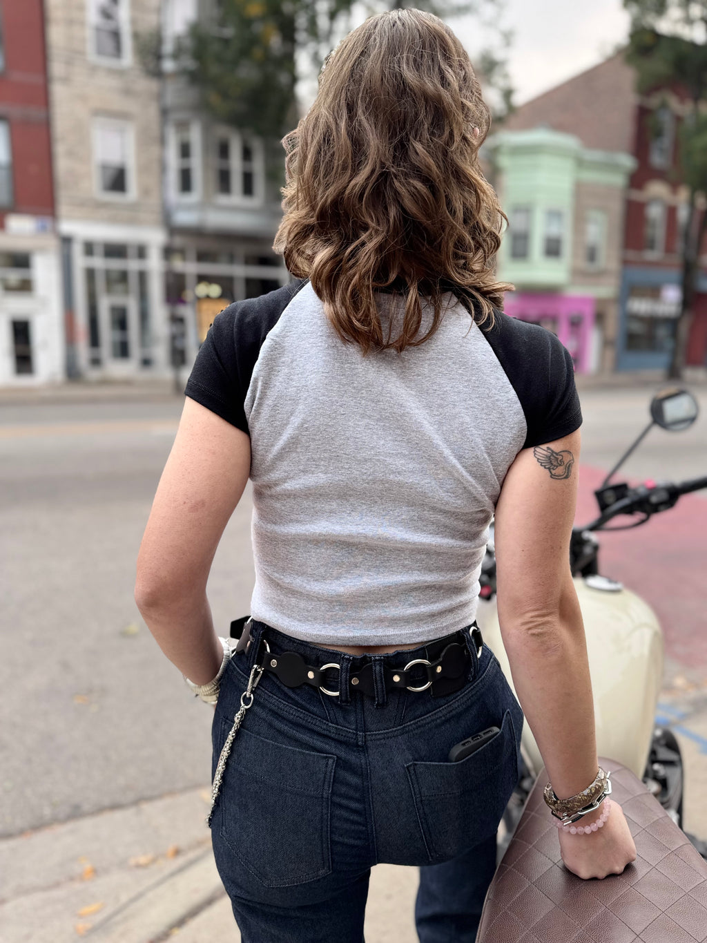 Lucky 13 Crop Ringer Baby Tee