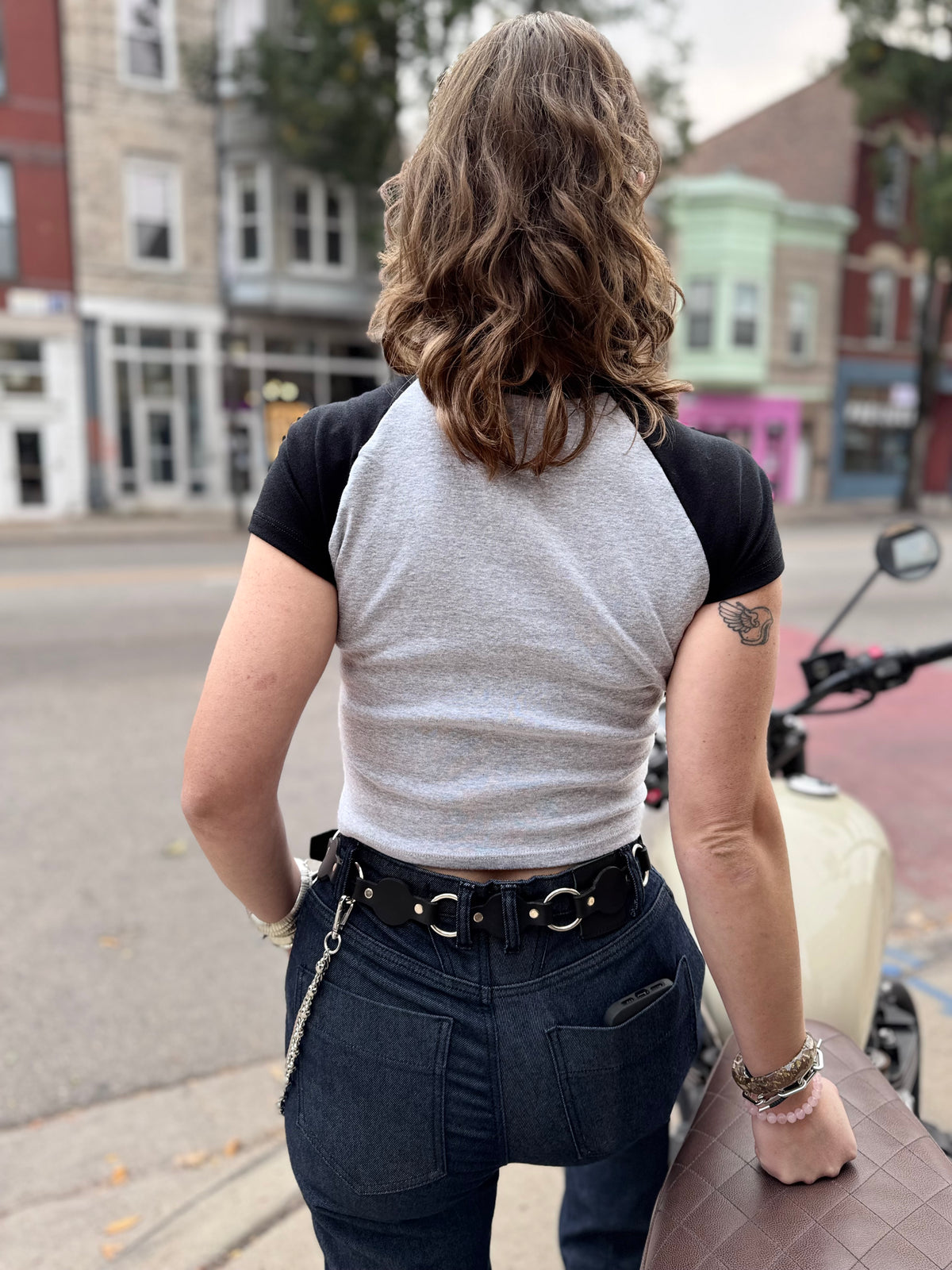 Lucky 13 Crop Ringer Baby Tee