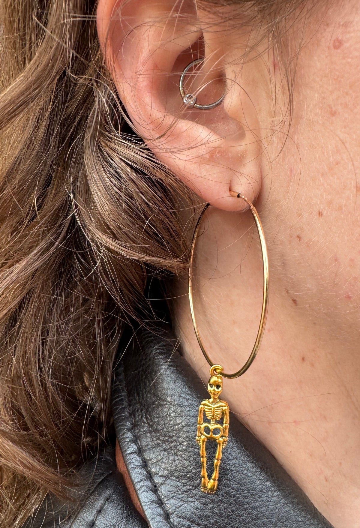 Large Endless Skeleton Hoops Gold Fill