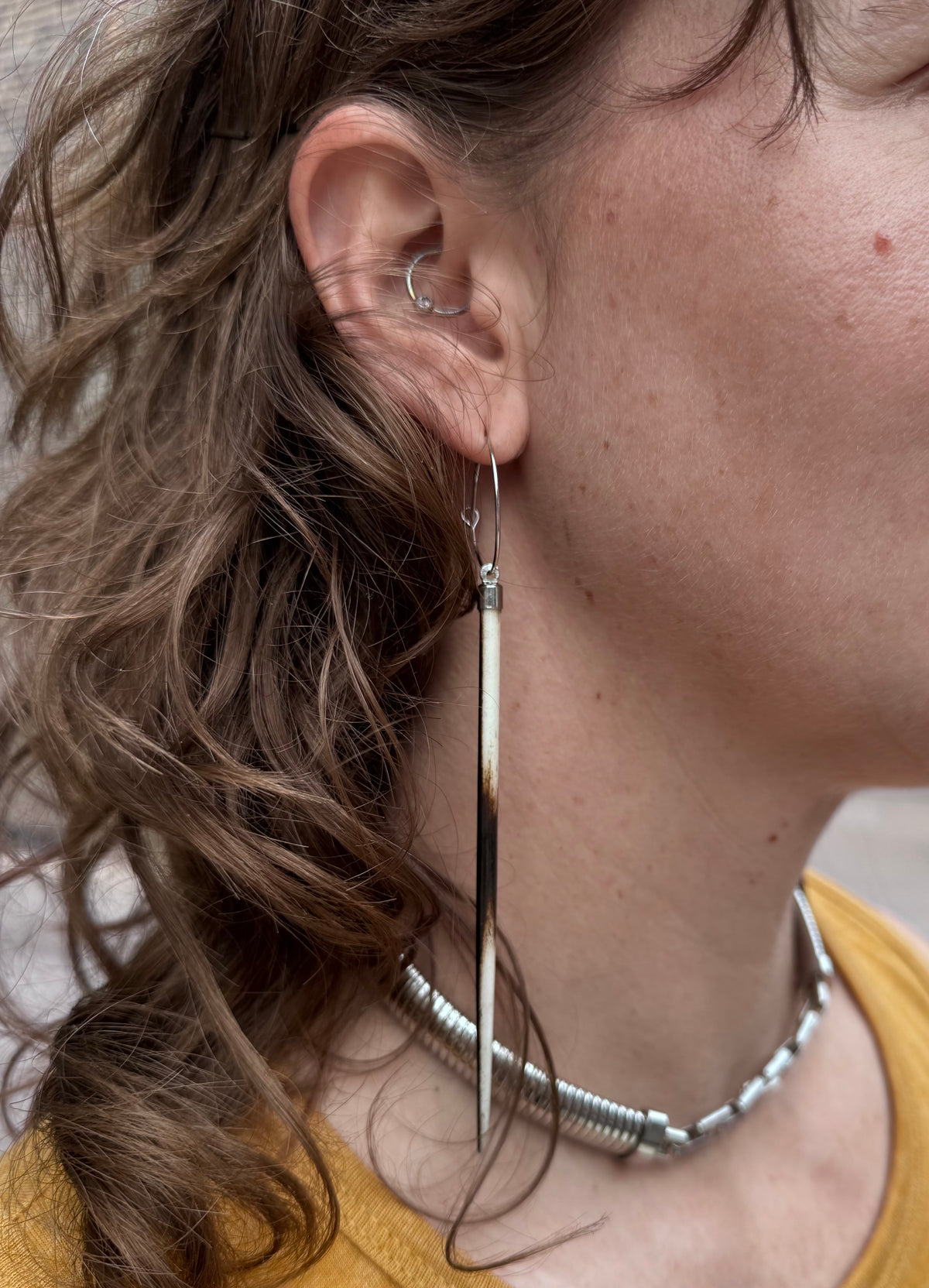 Porcupine Hoop Earrings Silver