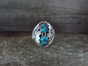 Sterling Two Turquoise Navajo Ring