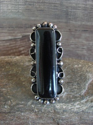 Large Silver Onyx Ring Size 10