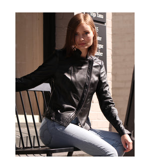 Zoey Lightweight Leather Jacket Black
