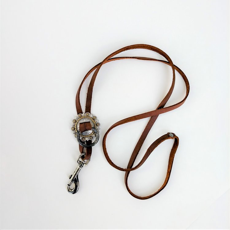 Concho Lanyard Necklace Brown