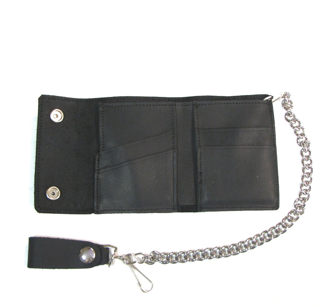 Oil Tanned Bi-Fold Chain Wallet Black
