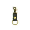 Leather Simple Key Fob Black with Brass