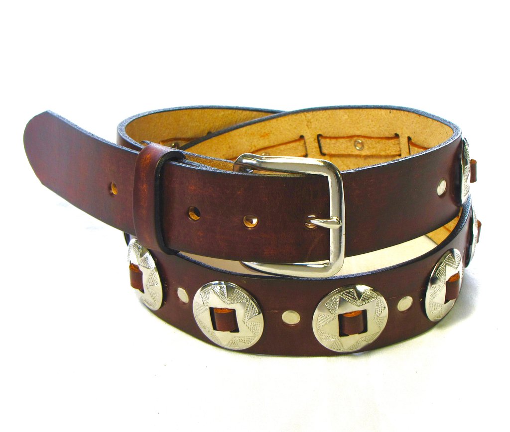 Leather Concho Belt Brown