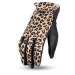 Ladies Leopard Leather Bobber Moto Gloves