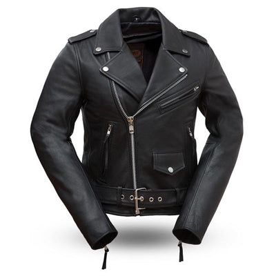 Women's Black Leather Rockstar Motorcycle Jacket