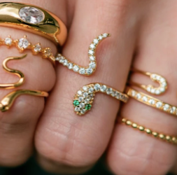 Pave Slither Snake Ring Gold