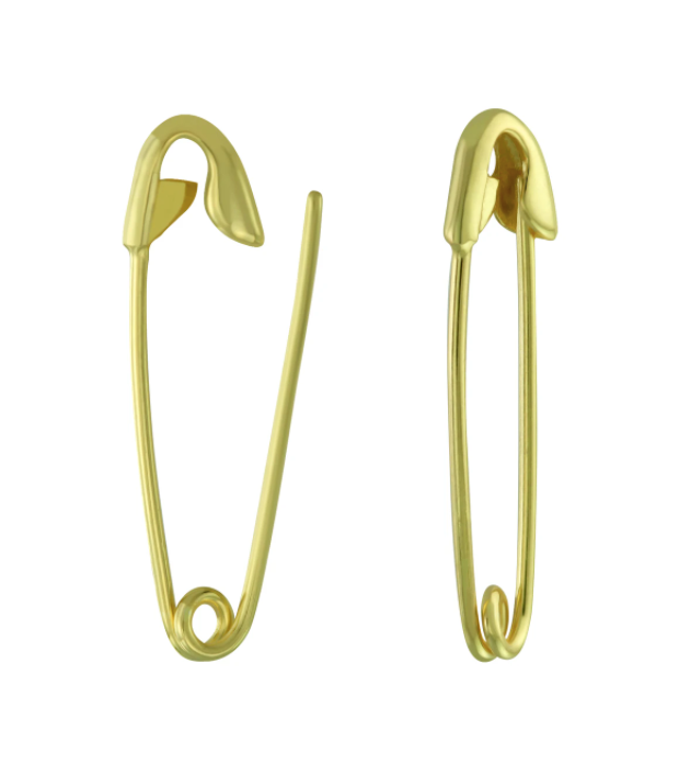 Safety Pin Earrings Gold
