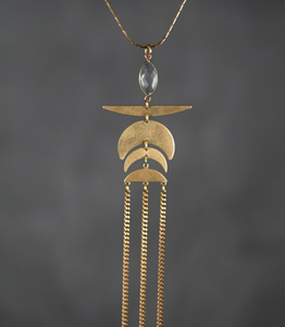 Wing Moon Waterfall Chain with Moonstone on an Adjustable Chain