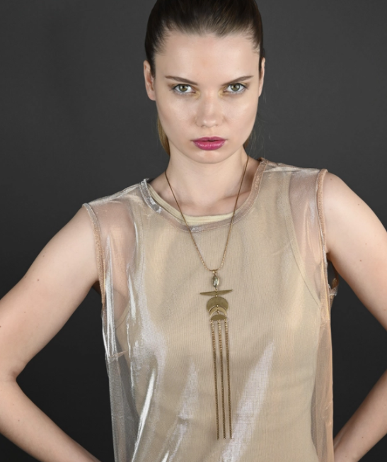 Wing Moon Waterfall Chain with Moonstone on an Adjustable Chain