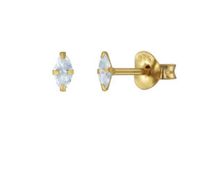 Tiny CZ Marquise Earrings Gold