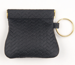 Squeeze Leather Coin Purse Basketweave