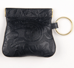 Squeeze Leather Coin Purse Black Tooled