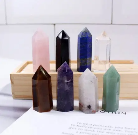 Set of 8 Chakra Healing Crystal Tower Wand Starter Kit