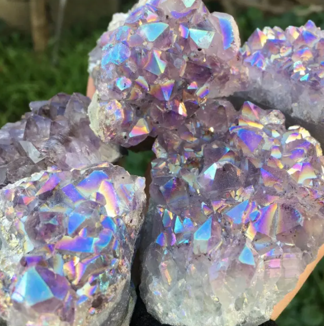 Rainbow Aura Quartz Crystal | Titanium Quartz Gemstone