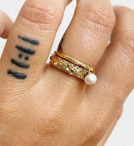 Sea Urchin Pearl Stacking Ring Set