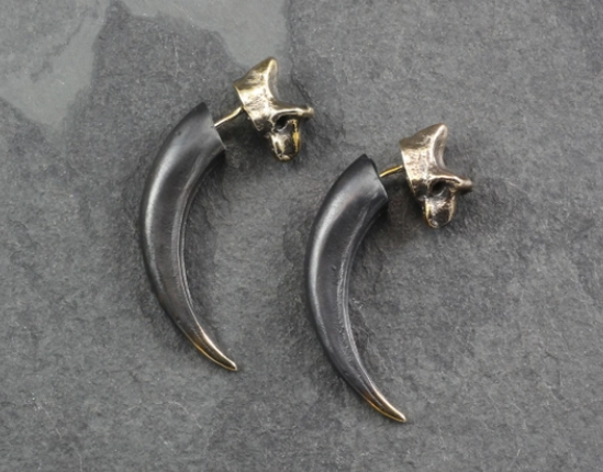Black Talon Earrings Oxidized Bronze