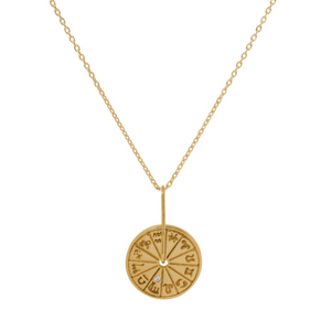 Amulet Wheel Pendant Necklace Gold