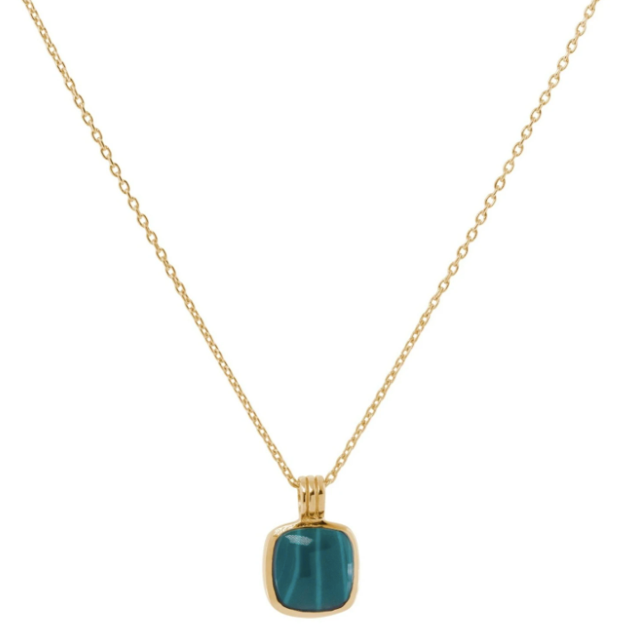 Malachite Square Necklace Gold