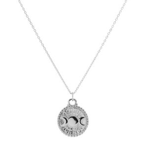 Mirror Moon Amulet Necklace Silver