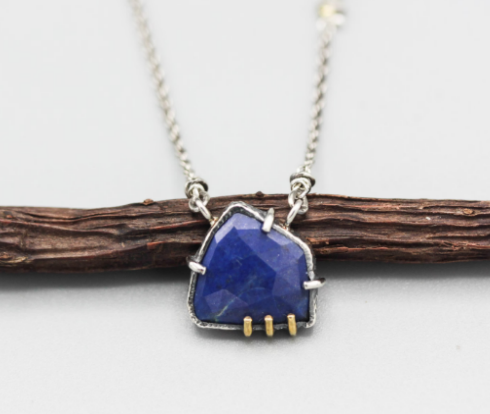 Faceted Lapis Lazuli Pendant Necklace
