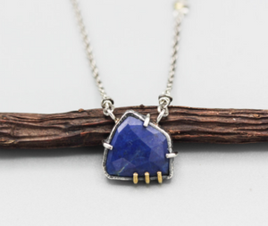 Faceted Lapis Lazuli Pendant Necklace