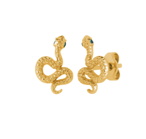 Textured Snake Earrings Gold