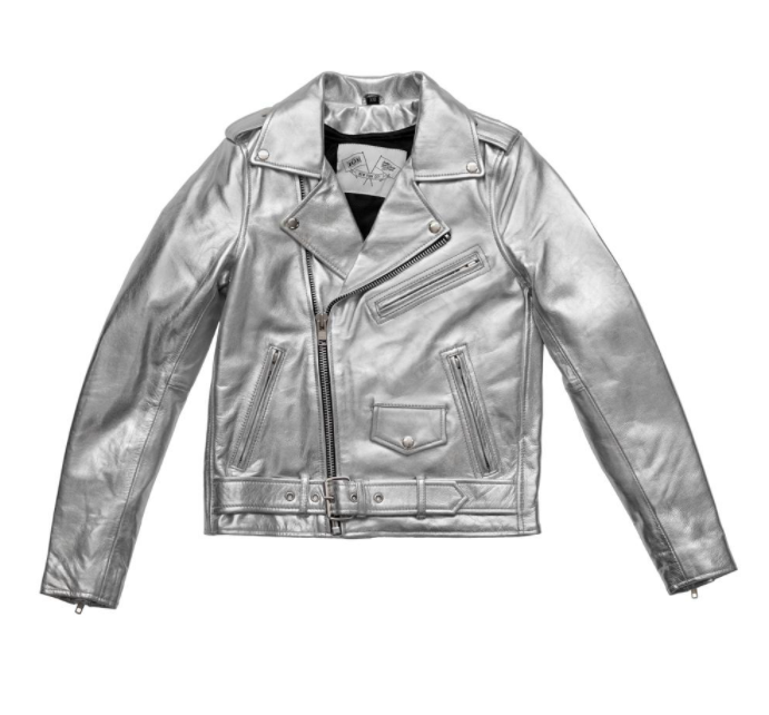 Deirdre Silver Metallic Motorcycle Jacket - Main Image