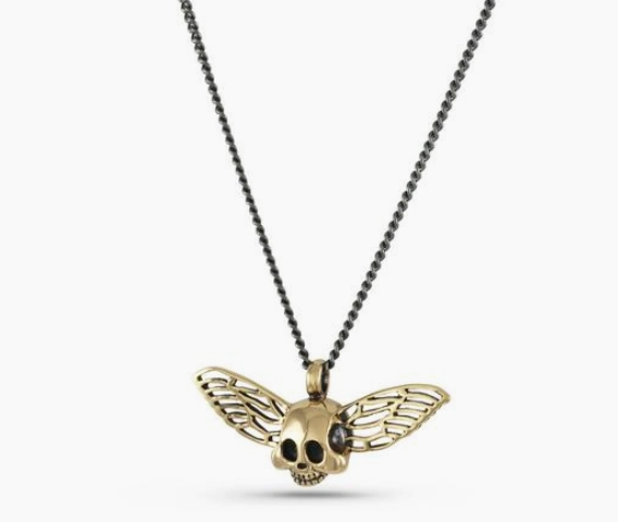 Flying Skull Necklace Bronze
