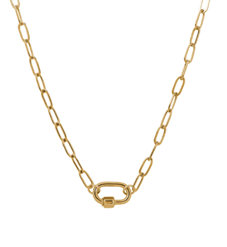 Carabiner Chain Necklace Gold