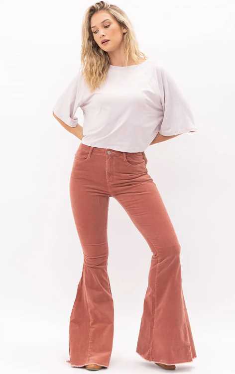Corduroy Flare Jeans Red Bean